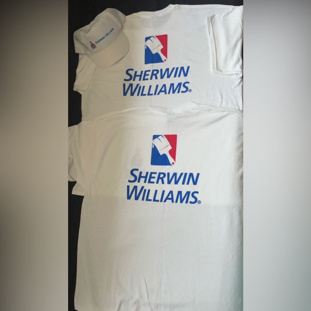 SHERWIN WILLIAMS LOGO WHITE PAINTING SHORT SLEEVE TSHIRTS & CAP XL LOT OF 3
